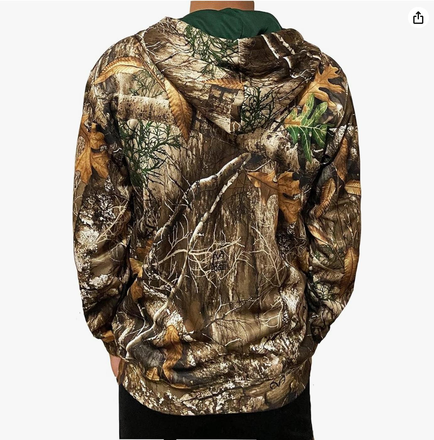 Men's Realtree Edge Full Camo Polyester Fleece Hoodie