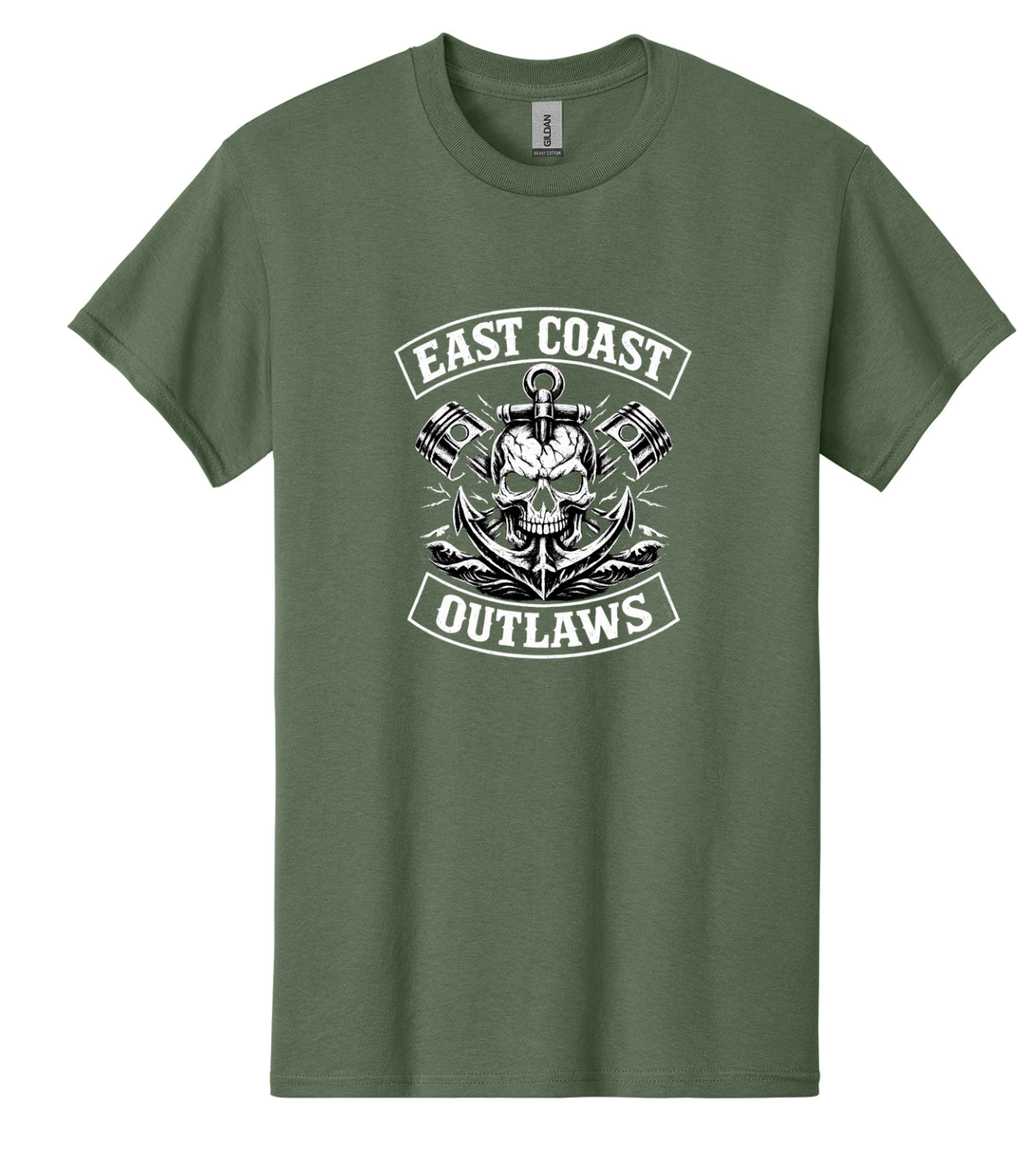 East Coast Outlaws Signature Series T-Shirt Pistons , Anchors and Skull