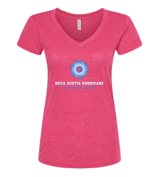 Nova Scotia Hurricane and Storm Alerts Storm Chaser Women's Deluxe Blend V-Neck T-Shirt