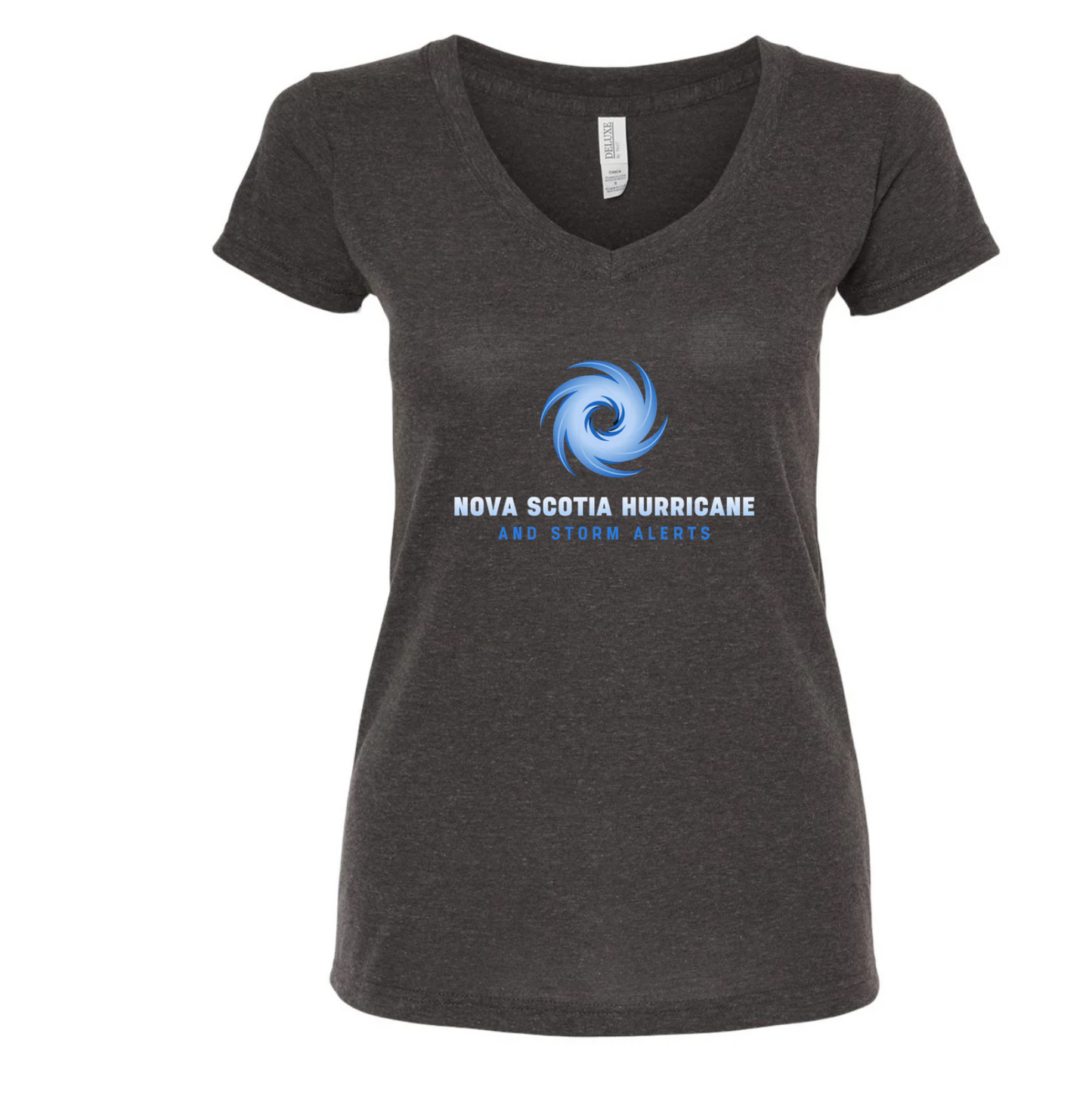Nova Scotia Hurricane and Storm Alerts Storm Chaser Women's Deluxe Blend V-Neck T-Shirt