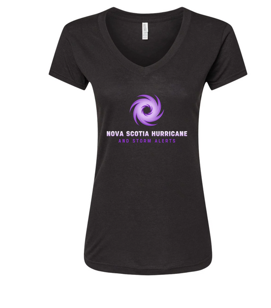 Nova Scotia Hurricane and Storm Alerts Storm Chaser Women's Deluxe Blend V-Neck T-Shirt