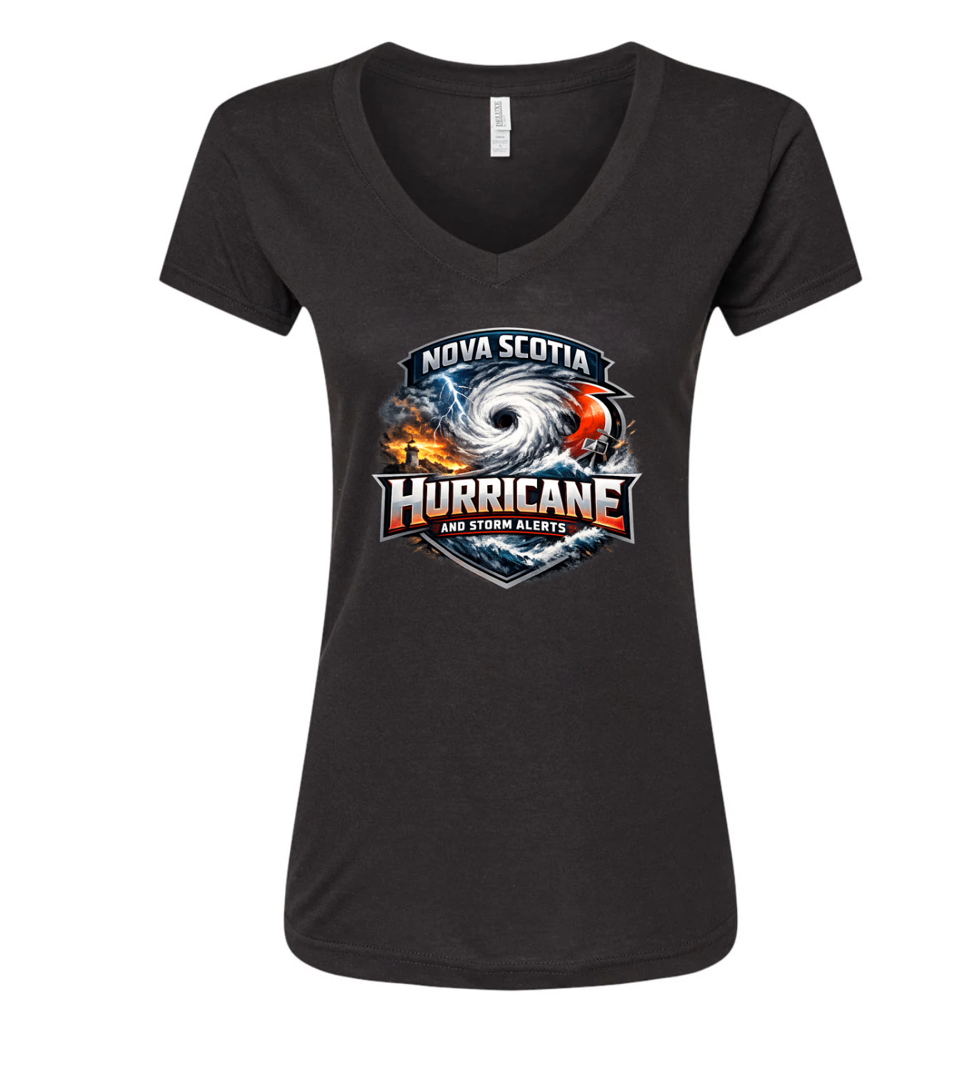 Nova Scotia Hurricane and Storm Alerts Storm Chaser Women's Deluxe Blend V-Neck T-Shirt