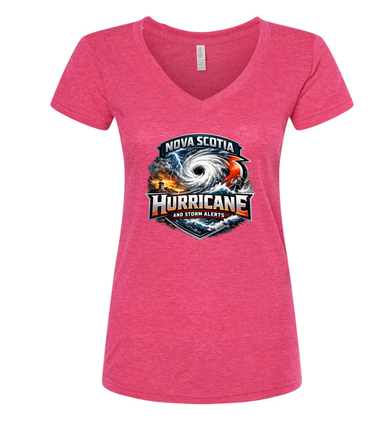 Nova Scotia Hurricane and Storm Alerts Storm Chaser Women's Deluxe Blend V-Neck T-Shirt