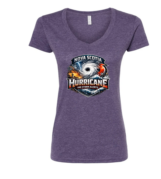 Nova Scotia Hurricane and Storm Alerts Storm Chaser Women's Deluxe Blend V-Neck T-Shirt